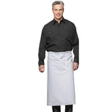 PREM. Apron SQUARE Shape No Pockets Twill Fabric 7.1oz 100% Spun Poly size 36in W X 33in L Color Black or White With Blue Hem Stitch 