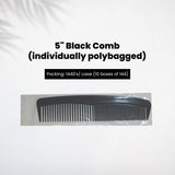 FreshScent 5" Black Comb (individually polybagged)