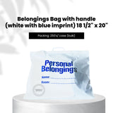 FreshScent Belongings Bag with handle (white with blue imprint) 18 1/2" x 20"