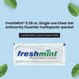 FreshMint 0.28 oz. Single use Clear Gel Anticavity Fluoride Toothpaste-packet 1000's units/cs