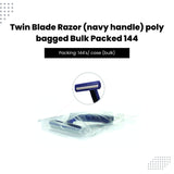 FreshScent Twin Blade Razor (navy handle) poly bagged Bulk Packed