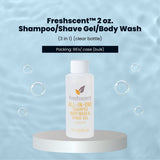 FreshScent 2 oz. Shampoo/Shave Gel/Body Wash (3 in 1)  (clear bottle) 96's units/cs