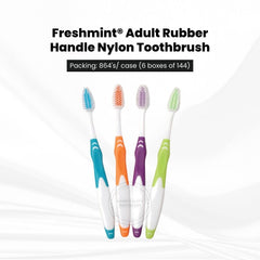 FreshMint Adult Rubber Handle Nylon Toothbrush 864's units/cs