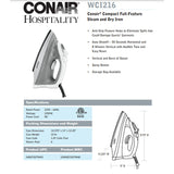 Conair Compact Full-Feature Steam and Dry Iron 6/Pack