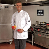 Naples Executive Chef Coat LONG SLEEVE Hand-rolled Button Closure & 1 Chest Pocket 100% Egyptian-Like Cotton Color White sizes XS-XL