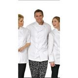 STD. Chef Coat LONG SLEEVE Knot Button Closure P/C Twill Fabric Color White