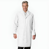 Men’s Lab Coats Poly Cotton Snap Closures Fabric twill 5.5oz Poplin 65/35 Poly/Cotton designNo Pockets color WHITE Size XS-XL