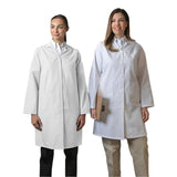 LAB Coat Women's Snap/Button Closure 3 or 2 Pockets Twill Fabric 5.5oz Poplin 65/35 P/C Color White sizes XS-XL 3/Pack