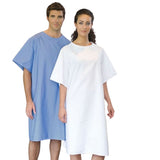 Premium Patient Gown Style Overlapping with Back Ties Fabric 4.2oz Twill Poplin 65/35 Poly/Cotton Color PETROL BLUE 