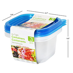 Deep Plastic Container 3Pk 900ml