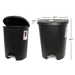 Step On Waste Basket Size 25L Dimension 18"x15"x12" Color Black