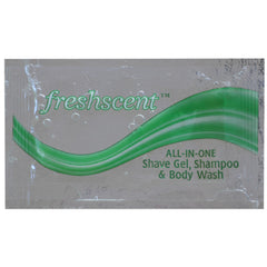 Freshscent™ 0.34 oz Shampoo, Shave Gel and Body Wash (3 in 1) 10ml (1 use pouch) Packing