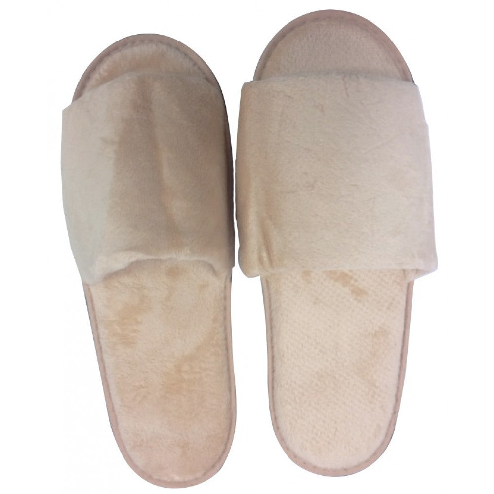 Light Brown Premium Terry Velour Open Toe Indoor Slippers Ind. Bag